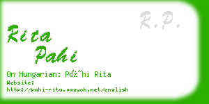 rita pahi business card